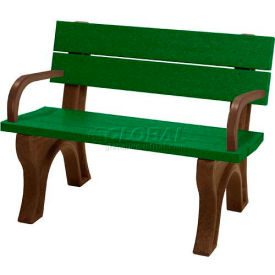 Polly Products ASM-TB4BA-02-BN/GN Polly Products Traditional 4 Backed Bench w/ Arms, Green Bench/Brown Frame image.