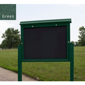 Polly Products ASM-LMC-1S2P6-GN Polly Products Large Message Center - 1 Sided/2 Posts, Green, 52"W x 42"H image.