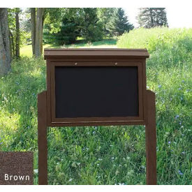 Polly Products ASM-MMC-2S2P6-BN Polly Products Medium Message Center - 2 Sided/2 Posts, Brown, 40"W x 30"H image.