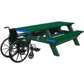 Polly Products ASM-DPTHA-03-GN/GN Polly Products Deluxe 8 Picnic Table, ADA Compliant, Green Top/Green Frame image.