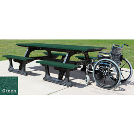 Polly Products ASM-CMT-01-BK/GN Polly Products Commons Picnic Table, ADA Compliant, Green Top/Black Frame image.