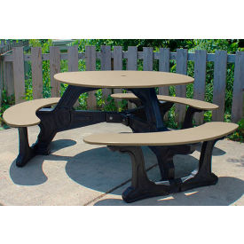 Polly Products ASM-BOT-01-BK/TN Polly Products Bodega Picnic Table, Tan Top/Black Frame image.