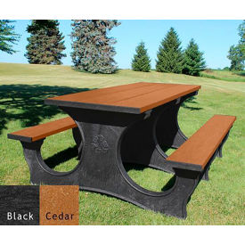 Polly Products ASM-PTEA6-01-BK/CD Polly Products Easy Access 6 Picnic Table, Cedar Top/Black Frame image.