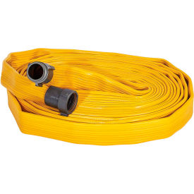 Armored Textiles Inc. JX150Y050-NH150 Kuriyama Fire Products JAFX4 4 Ply Fire Hose, 1-1/2" X 50 Ft, 330 PSI, Yellow image.