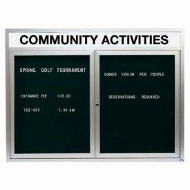Aarco Products OADC3648HI Aarco 2 Door Enclosed Letter Board Cabinet w/ Header, Illuminated - 48"W x 36"H image.