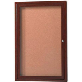 Aarco Products ODCCWW2418R Aarco 1 Door Aluminum Frame Wood Look, Walnut Enclosed Bulletin Board - 18"W x 24"H image.