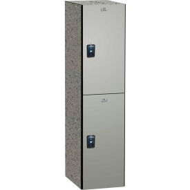 Asi Group 11-821215600 3000 ASI Storage Traditional 2-Tier 2 Door Phenolic Locker, 12"W x 15"D x 60"H, Silver Gray, Assembled image.