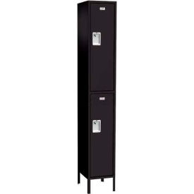 Asi Group 11-12121266-11A ASI Storage Traditional 2-Tier 2 Door Locker, Add On, 12"W x 12"D x 66"H, Black, Unassembled image.