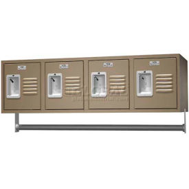 Asi Group 11-18451813-25-S ASI Storage Traditional 4 Person Wall Locker, 11-1/4"W x 18"D x 13"H, Gray, Assembled image.