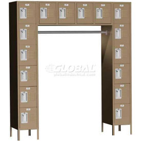 Asi Group 11-186918781-03-S ASI Storage Traditional 16 Person Locker, 69-1/8"W x 18"D x 78"H, Almond, Assembled image.