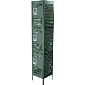 Asi Group 11-33121578-25 ASI Storage Competitor 3-Tier 3 Door Ventilated Locker, Starter, 12"W x 15"D x 78"H,Gray,Unassembled image.