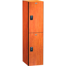 Asi Group 11-821212721 3000 ASI Storage Traditional Plus 2-Tier 2 Door Phenolic Locker, 12"W x 12"D x 72"H, Gray, Assembled image.