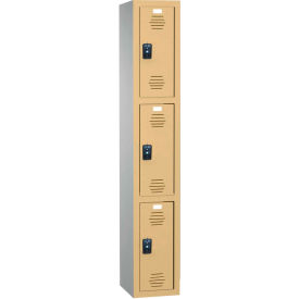 Asi Group 11-931215720 9235 ASI Storage Traditional 3-Tier 3 Door Plastic Locker, 12"W x 15"D x 72"H, Cream, Assembled image.