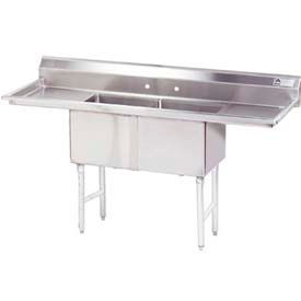 Advance Tabco, Inc. FC-2-1818-24RLX Advance Tabco® FC-2-1818-24RLX NSF Fabricated 2 Compartment Sink, 24 Left & Right Drainboards image.