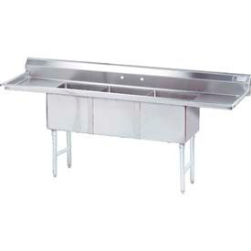Advance Tabco, Inc. FC-3-2030-20RLX Advance Tabco® FC-3-2030-20RLX NSF Fabricated 3 Compartment Sink, 20L Left & Right Drainboards image.