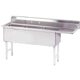 Advance Tabco, Inc. FE-3-1812-18R-X Advance Tabco® FE-3-1812-18R-X NSF Fabricated 3 Compart. Sink, 18L Right Drainboard image.