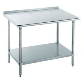 Advance Tabco, Inc. FLAG-244-X Advance Tabco 430 Stainless Steel Table, 48 x 24", Galvanized Shelf, 1-1/2" Backsplash, 16 Gauge image.