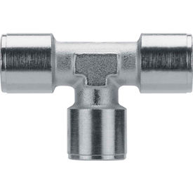 Alpha Technologies Llc 82400N-06 AIGNEP Female Tee, 82400N-06, 3/8" NPTF, Nickel Plated Brass image.