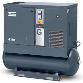 Atlas Copco G15-125 20HP Rotary Screw Comp. 120 Gal Horiz. 125 PSI 64 CFM 3PH 208-230/460V
