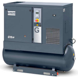 Atlas Copco G15-125 20HP Rotary Screw Comp. 71 Gal Horiz. 125 PSI 62.8 CFM 3PH 208-230/460V
