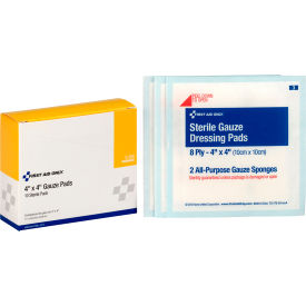 Acme United Corp. 3-300 First Aid Only Sterile Gauze Pads, 4" x 4", 10/Box image.