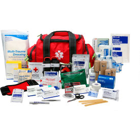 Acme United Corp. 91391 First Aid Only® Basic First Aid Responder Bag, Bleed Control, Up to 24 Persons, Red image.