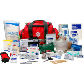 Acme United Corp. 91393 First Aid Only First Aid Responder Bag, Bleed Control, Airway Mgmnt. & BBP, Up to 24 Persons, Red image.