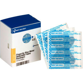 Acme United Corp. FAE-3040 First Aid Only FAE-3040 SmartCompliance Refill Fingertip Metal Detectable Bandages, Blue, 20/Box image.