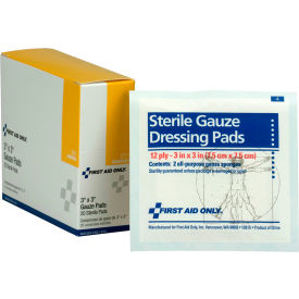 Acme United Corp. I211 First Aid Only Sterile Gauze Pads, 3" x 3", 20/Box image.