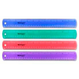 Westcott® Jewel Colored Ruler 12"" Long Assorted Colors 1 Each