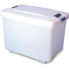 RCR ARABRANDS INC 1890 Araven HDPE Transport Container W/ Lid & Wheels, 27-3/4"L x 18-1/4"W x 18-7/8"H, White image.