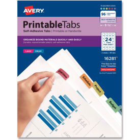 Avery® Printable Self-Adhesive Tabs 1-1/4" Width Assorted 96 Tabs/Pack