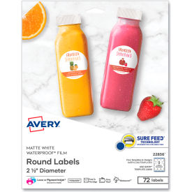 Avery® Durable White Round ID Labels 2-1/2" diameter White 72/Pack