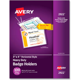 Avery® Hanging Style Photo ID Badge Holders Horizontal 3" x 4" 100/Box