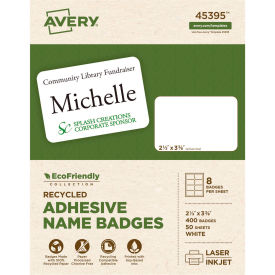 Avery® EcoFriendly Adhesive Name Badges 2-1/3" x 3-3/8" White 400 Labels/Box