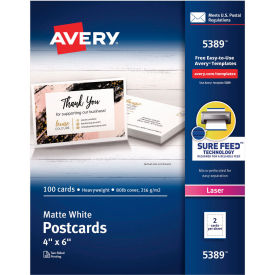 Avery® Printable Postcards Laser 80 lb 4x6 Matte White 100 Cards/Box