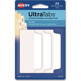 Avery® Ultra Tabs Repositionable Tabs 3" x 1-1/2" White 24/Pack