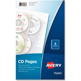Avery CD/DVD Storage Page AVE75263 4 CD/DVD Capacity Clear 5/Pk