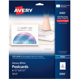 Avery® Photo-Quality Glossy Postcards for Inkjet Printers 8383 4" x 6" Glossy White 100/Pack
