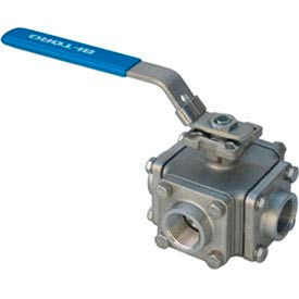 Avk Carbo-Bond/Bitorq Valve Automation MS-3WL-007 3/4" 3-Way L-Port SS NPT Threaded Ball Valve With Lockable Lever Handle image.