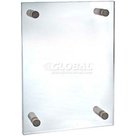 Azar International 105506 Global Approved 105506 Acrylic Standoff Sign Holder W/ Caps, 8.5" x 14" ,1 Piece image.