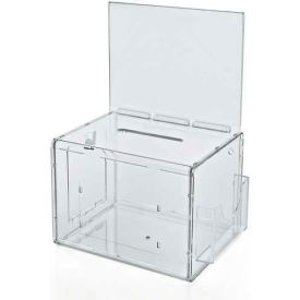 Global Approved 206389 Large Suggestion Box W/ Pocket, Lock & Keys, Clear, 7.75