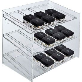 Azar International 222483 Global Approved 222483, 12 Compartment Cosmetic Display, 12"W x 1.5"H x 8"D, CLR, 1 Pc image.