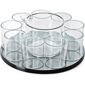 Azar International 222984 Global Approved 222984, 6 Cup Counter Cosmetic Organizer W/Cottonball DISP , 8"W x 2.5"H, 1 Pc image.