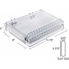 Azar International 225515 Global Approved 225515 15 Compartment Tray W/Pushers & Tracks  11.75"W x 2"H x 8"D CLR - Pkg Qty 2 image.