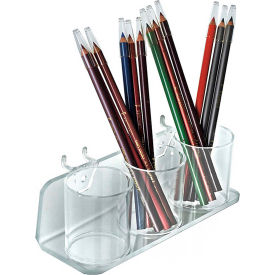 Azar International 225591 Global Approved 225591, 3 Cup Cosmetic Display , 8"W x 2.625"H x 2.75"D, CLR - Pkg Qty 2 image.