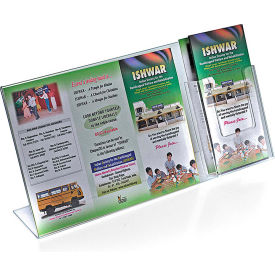 Azar International 252057 Global Approved 252057 L-Shaped Acrylic Sign HLR W/Trifold Brochure Pocket 16"W x 8.5"H - Pkg Qty 2 image.
