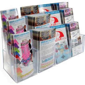 Azar International 252818 Global Approved 252818, Three-Tier Brochure Holder, 27"W x 5-1/4"D x 9"H - Pkg Qty 2 image.