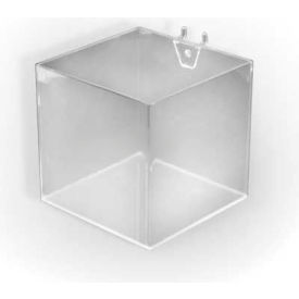 Azar International 556107 Global Approved 556107 5" Wide Cube Bin For Pegboard/Slatwall, Acrylic, Clear - Pkg Qty 4 image.
