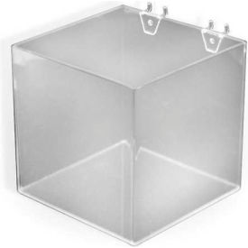 Azar International 556112 Global Approved 556112 8" Wide Cube Bin For Pegboard/Slatwall, Acrylic, Clear - Pkg Qty 4 image.